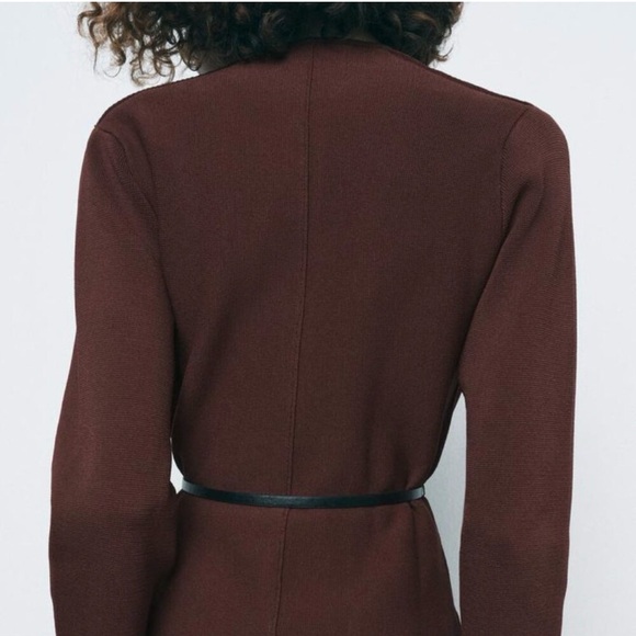 Zara Elegant Brown Knitted Women's Jacket - Picture 3 of 10